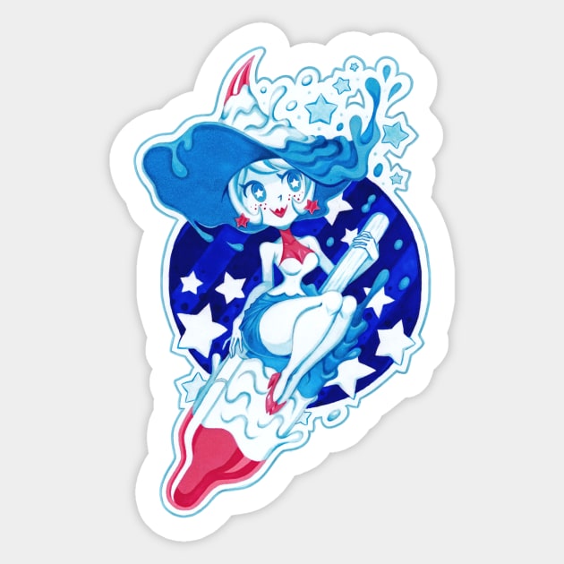 Rocket Pop Witch Sticker by ZoeStanleyArts